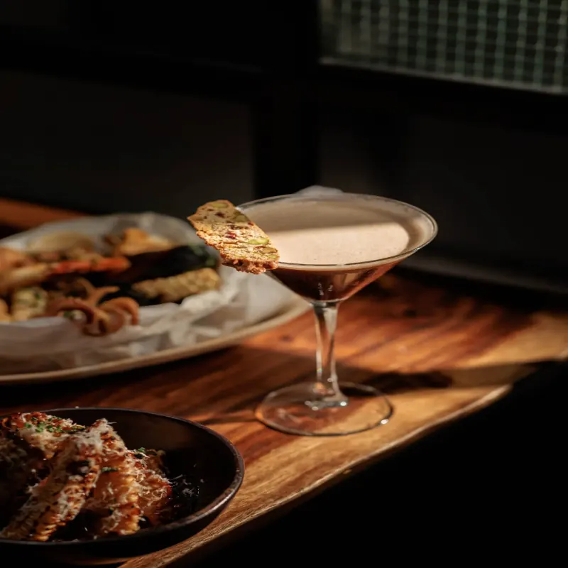 Espresso martini with biscotti